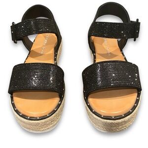 Gianni Bini Keegan Rhinestone Platform Espadrille Sandals Size 8